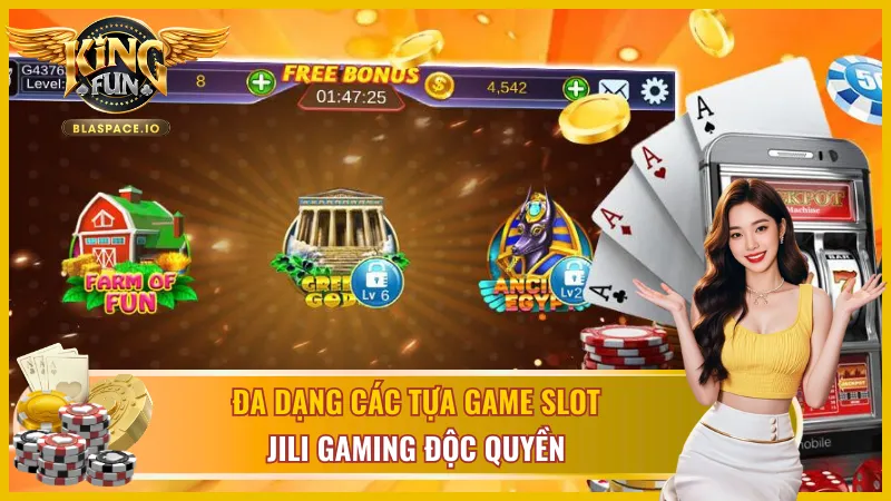 Đa dạng thể loại game JILI Gaming KingFun - slot bắn cá game bài mini game